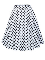 Casual Polka Dot Retro Style Flared Midi Skirt