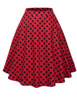 Casual Polka Dot Retro Style Flared Midi Skirt