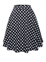 Casual Polka Dot Retro Style Flared Midi Skirt