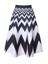Casual Zigzag Striped Flared Maxi Skirt