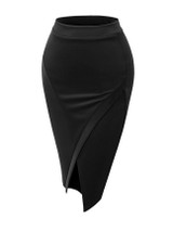 Casual Elegant Attractive Slit Plain Pencil Midi Skirt