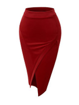 Casual Elegant Attractive Slit Plain Pencil Midi Skirt