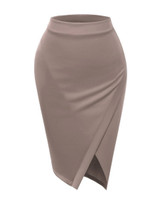 Casual Elegant Attractive Slit Plain Pencil Midi Skirt