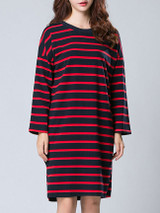 Casual Striped Oversized Cotton Shift Dress