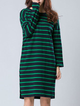 Casual Striped Oversized Cotton Shift Dress