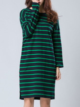 Casual Striped Oversized Cotton Shift Dress