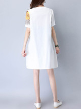 Casual Round Neck Casual Pocket Printed Shift Dress Casual Round Neck Casual Pocket Printed Shift Dress