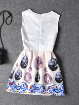 Casual Round Neck Coin Printed Jacquard Skater Dress