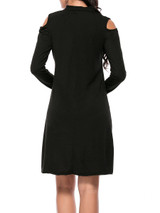 Casual Captivating Open Shoulder Cutout Solid Shift Dress