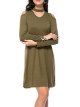 Casual Captivating Open Shoulder Cutout Solid Shift Dress