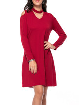 Casual Captivating Open Shoulder Cutout Solid Shift Dress