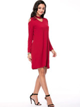 Casual Captivating Open Shoulder Cutout Solid Shift Dress