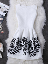 Casual Round Neck Printed Awesome Sleeveless Skater Dress