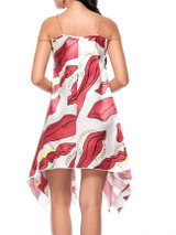 Chain Spaghetti Strap Asymmetric Hem Printed Shift Dress