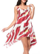 Chain Spaghetti Strap Asymmetric Hem Printed Shift Dress