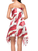 Chain Spaghetti Strap Asymmetric Hem Printed Shift Dress