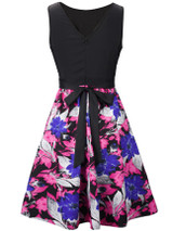 Casual Delightful Round Neck Floral Printed Skater Dress