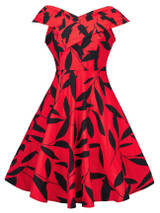 Casual V-Neck Allover Leaf Printed Skater Dress