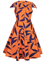 Casual V-Neck Allover Leaf Printed Skater Dress