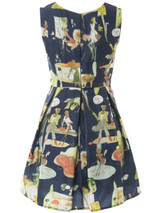 Casual Round Neck Cartoon Graffiti Skater Dress