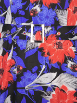 Casual Colorful Round Neck Belt Floral Printed Skater Dress