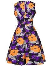 Casual Colorful Round Neck Belt Floral Printed Skater Dress