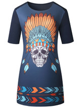 Casual Round Neck Special Skull Printed Shift Dress