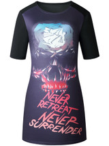 Casual Distinctive Round Neck Skull Letter Printed Shift Dress