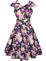Casual Retro Lapel Belt Skater Dress In Floral Printed