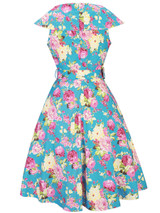 Casual Retro Lapel Belt Skater Dress In Floral Printed