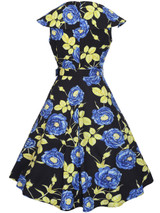 Casual Fabulous Lapel Belt Floral Printed Skater Dress