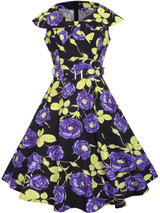 Casual Fabulous Lapel Belt Floral Printed Skater Dress