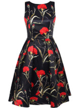 Casual Round Neck Floral Printed Exquisite Skater Dress