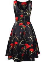 Casual Round Neck Floral Printed Exquisite Skater Dress