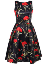 Casual Round Neck Floral Printed Exquisite Skater Dress