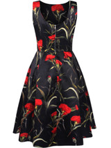 Casual Round Neck Floral Printed Exquisite Skater Dress