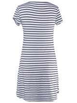 Casual V-Neck Curved Hem Striped Simple Shift Dress