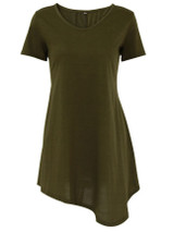 Casual Round Neck Asymmetric Hem Plain Simple Shift Dress