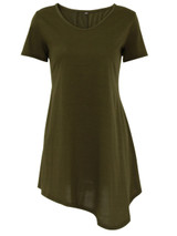 Casual Round Neck Asymmetric Hem Plain Simple Shift Dress