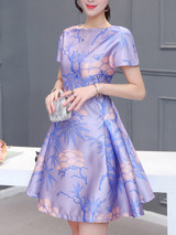 Casual Captivating Boat Neck Printed Skater Dress