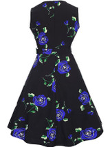 Casual Round Neck Belt Vintage Floral Printed Skater Dress
