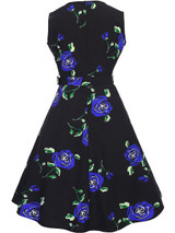 Casual Round Neck Belt Vintage Floral Printed Skater Dress