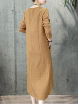 Casual Round Neck Plain Pocket High-Low Shift Dress