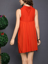 Casual Asymmetric Hem Embroidery Plain Shift Dress