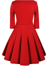 Casual V-Neck Solid Classic Skater Dress