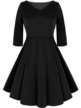 Casual V-Neck Solid Classic Skater Dress