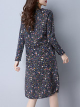 Casual Round Neck Loose Pocket Tiny Flower Printed Shift Dress Casual Round Neck Loose Pocket Tiny Flower Printed Shift Dress