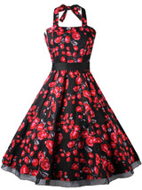 Casual Halter Floral Printed Charming Skater Dress