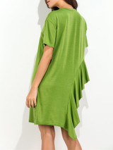 Casual Round Neck Cascading Ruffles Plain Shift Dress