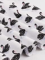 Casual Round Neck Bowknot Swan Printed Skater Dress
